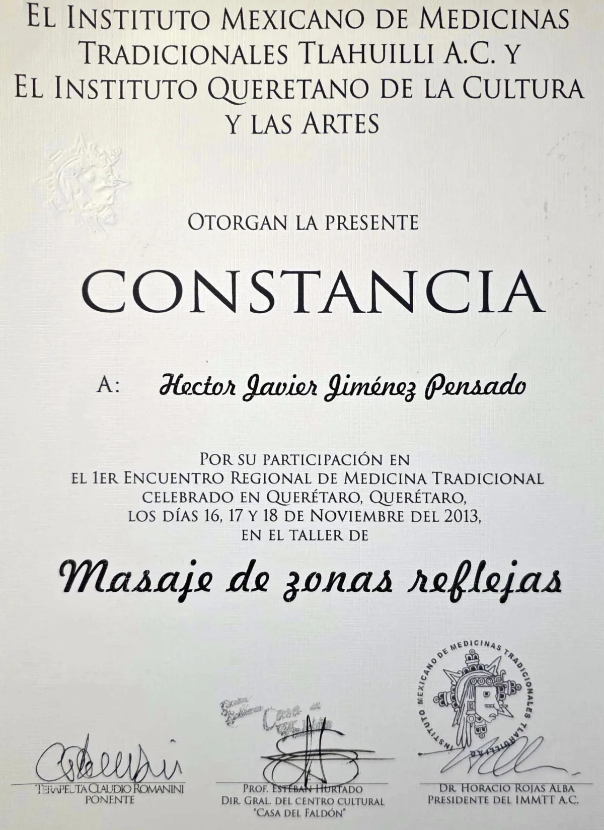 Documento: Medicina tradicional y masaje de zonas reflejas